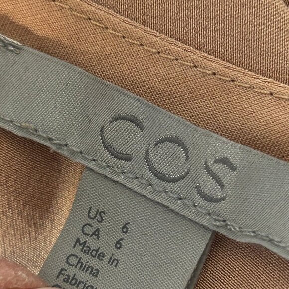 COS 100% Silk Blush Apricot Sheer Panels Short Sleeve Blouse Size 6 - Picture 5 of 7